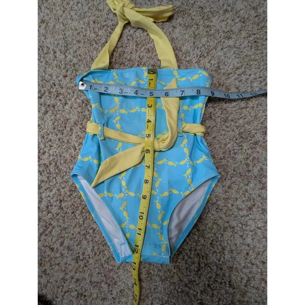 The Beaufort Bonnet Company Girls Palm Beach Swimsuit 18-24M Blue Fish One Piece